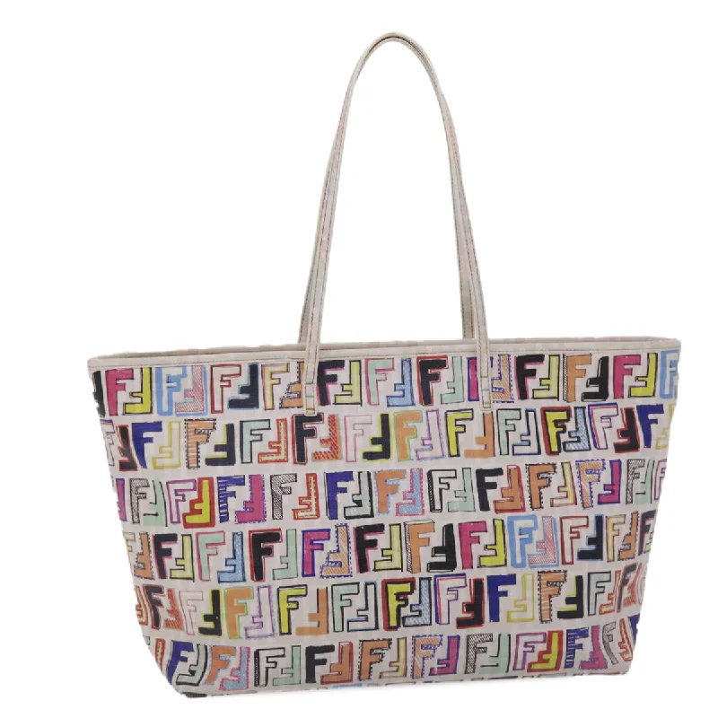 FENDI Zucca Canvas Tote Bag PVC Leather White Multicolor  47109