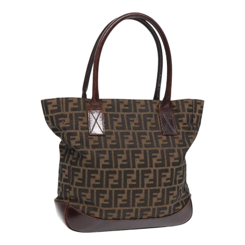 FENDI Zucca Canvas Tote Bag Brown Black  yk14553