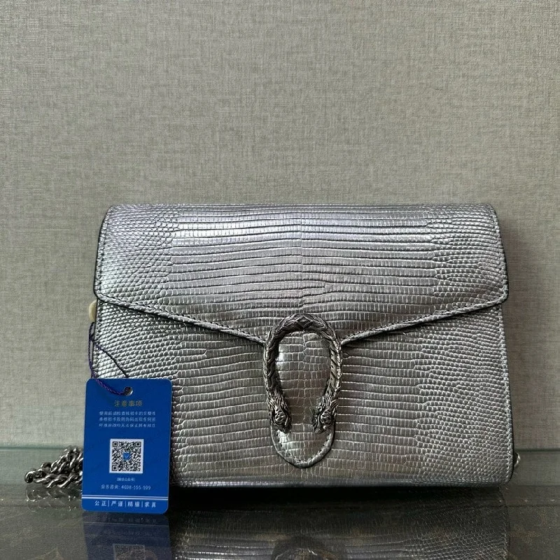 Gucci Dionysus Silver Leather Wallet On Chain Bag Small