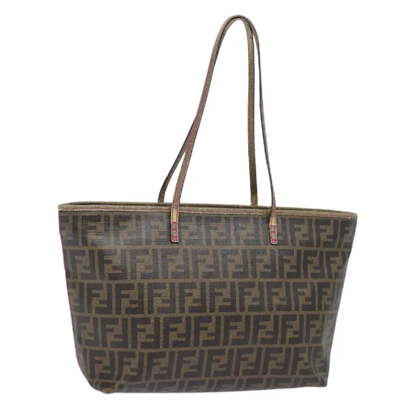 FENDI Zucca Canvas Tote Bag Brown Black gold  78563