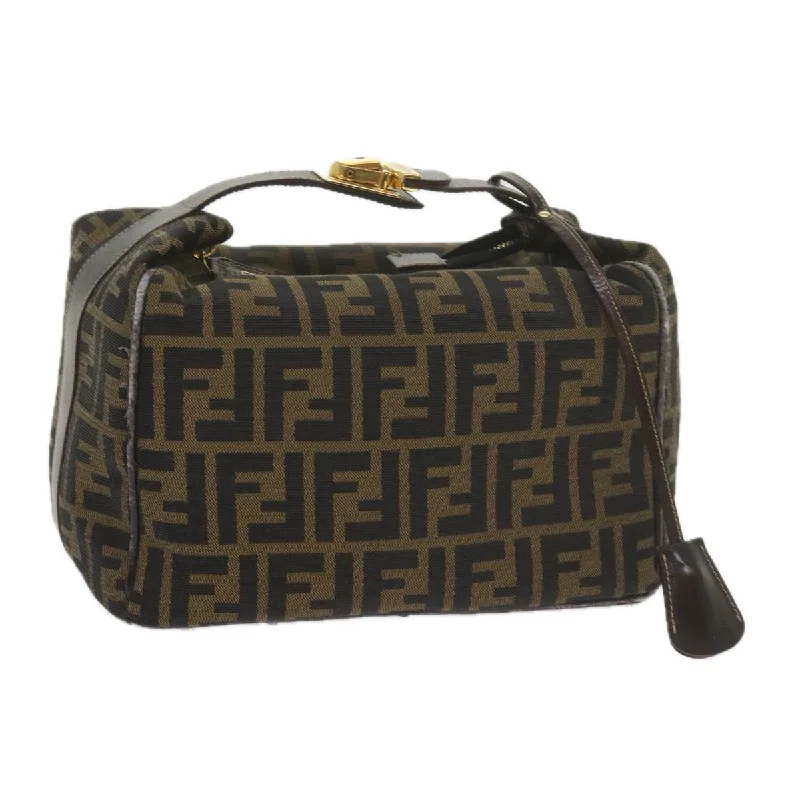 FENDI Zucca Canvas Vanity Cosmetic Pouch Black Brown  61576