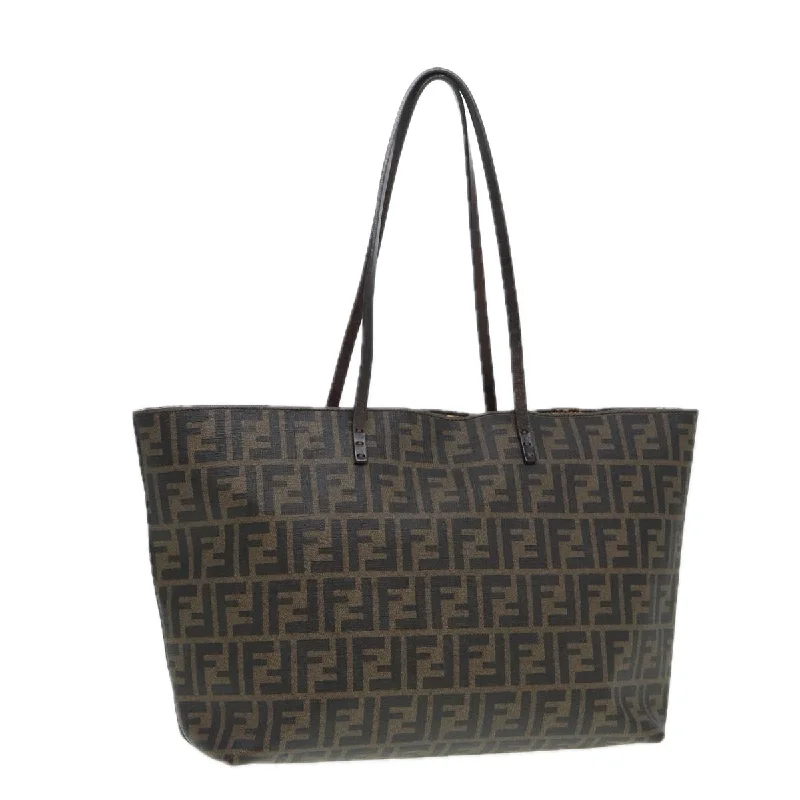 FENDI Zucca Canvas Tote Bag Brown Black gold  am6727