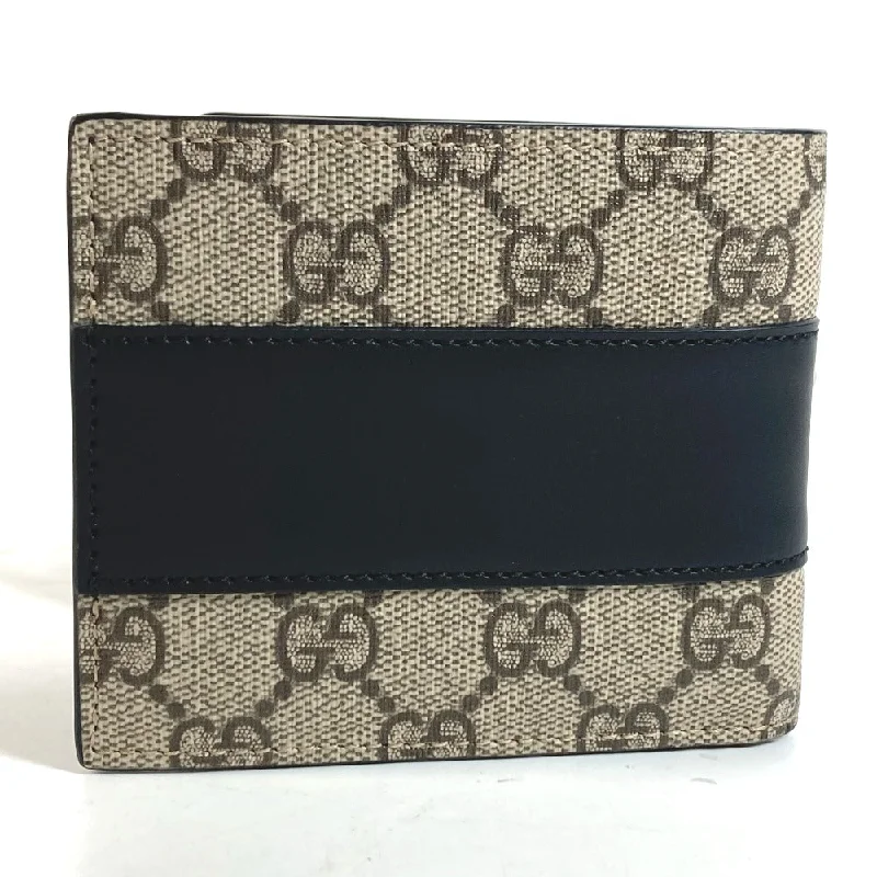 GUCCI Folded wallet 451240 GG Supreme Canvas Black x beige GG Supreme Eden mens Used