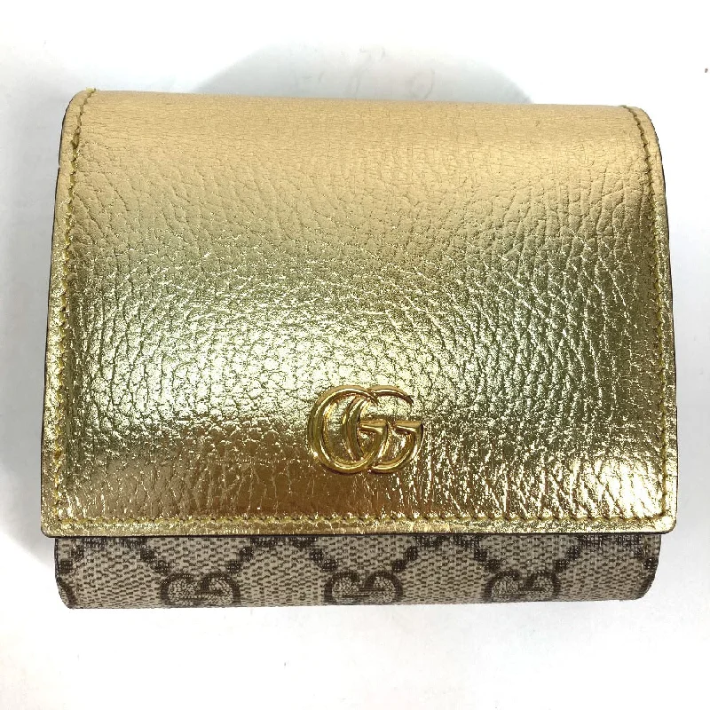 GUCCI Folded wallet 598587 leather gold Compact wallet GG Marmont Women Used