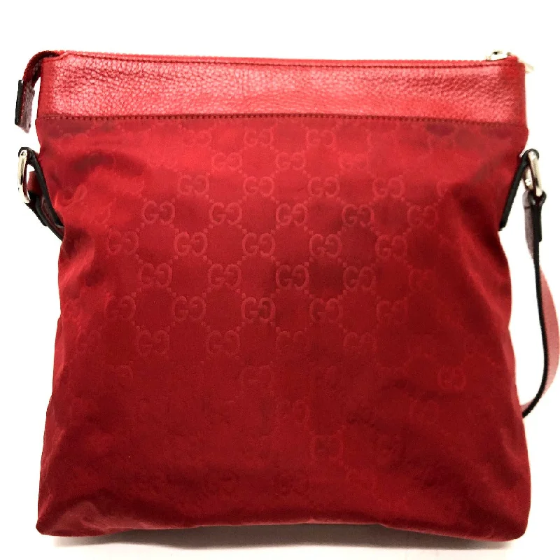 GUCCI Shoulder Bag 510342 Nylon / leather Red GG Women Secondhand