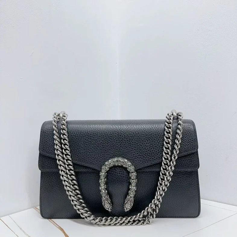 Gucci Dionysus Black Leather Chain Shoulder Bag Medium