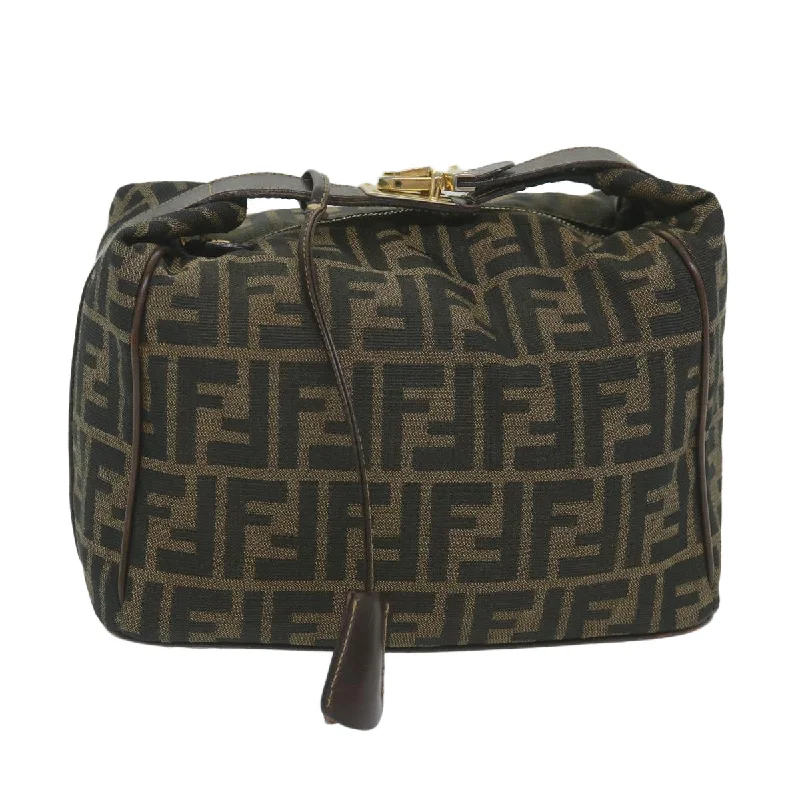 FENDI Zucca Canvas Vanity Cosmetic Pouch Black Brown  59689