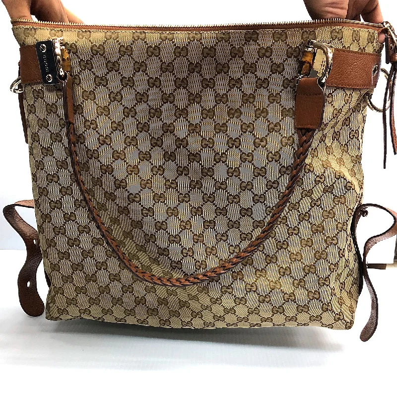 Gucci Large Canvas Bamboo Bar Travel Tote