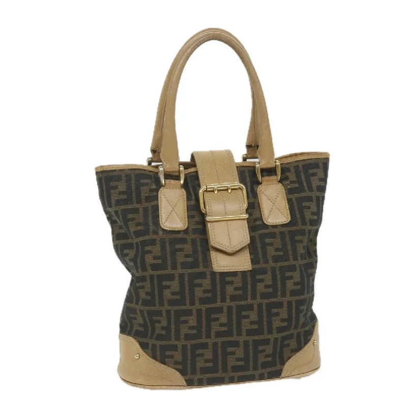 FENDI Zucca Canvas Tote Bag Black Brown  yk9074