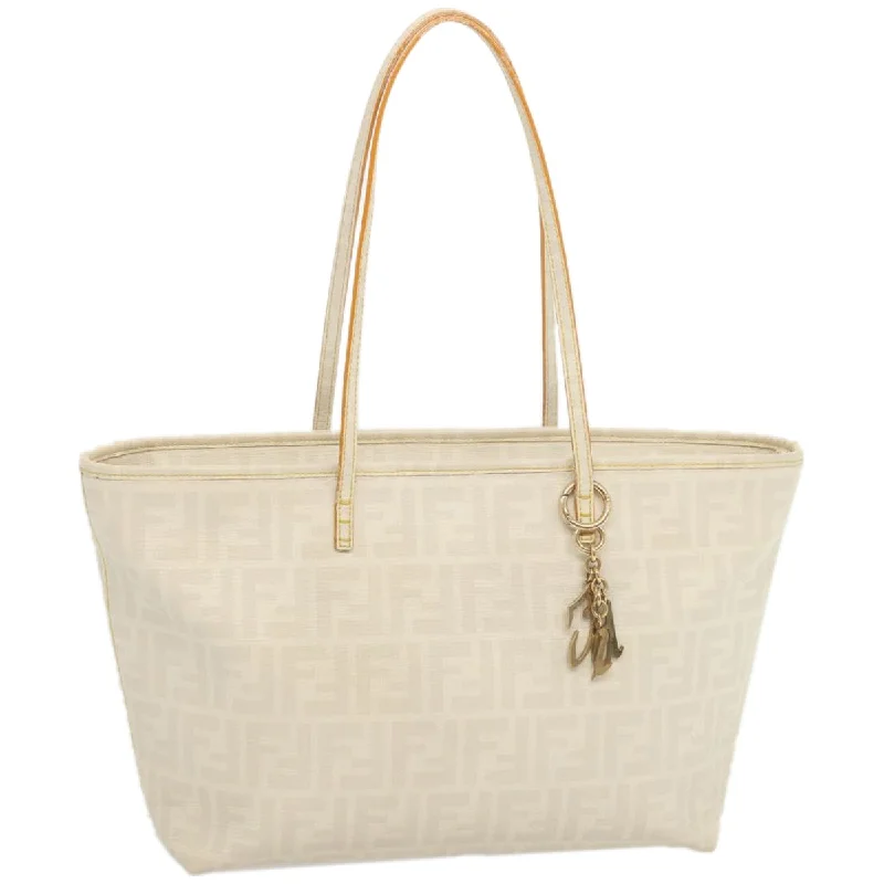 FENDI Zucca Canvas Tote Bag White  hk1159