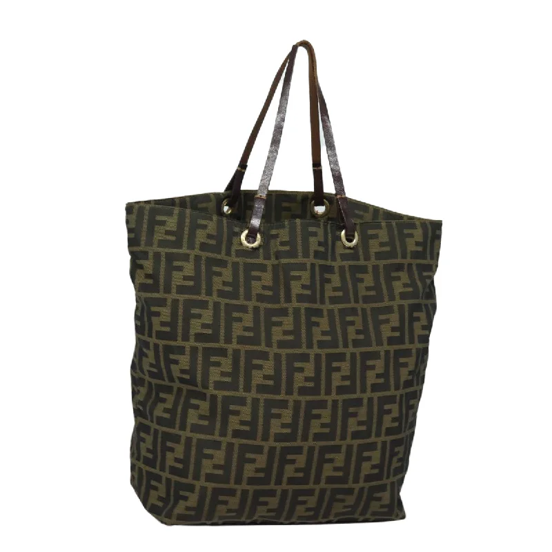 FENDI Zucca Canvas Tote Bag Brown Black  ep4646