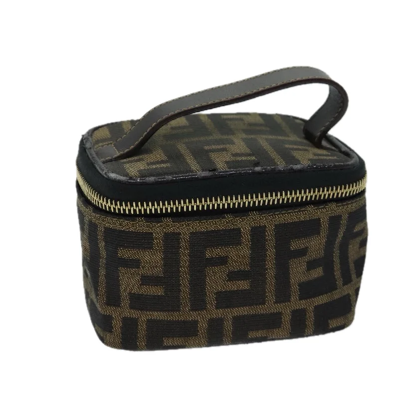 FENDI Zucca Canvas Vanity Cosmetic Pouch Brown Black  71829