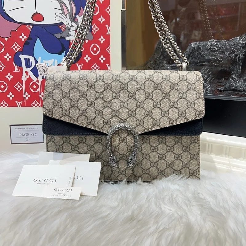 Gucci Dionysus Beige GG Supreme Canvas Shoulder Bag Medium