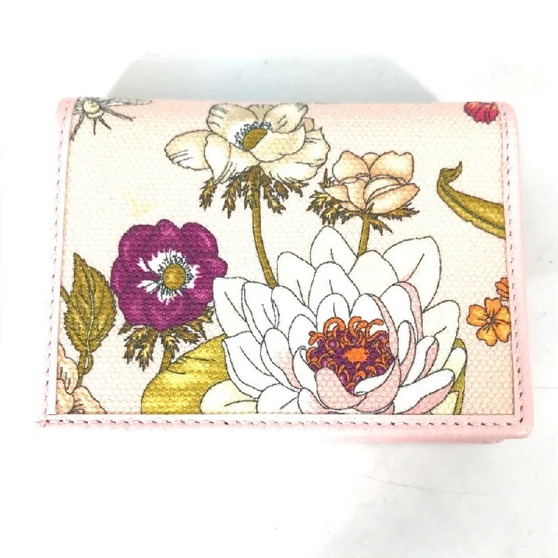 GUCCI Folded wallet 577347 Canvas / leather pink GG Marmont Flora Flower Pattern Compact wallet Women Secondhand