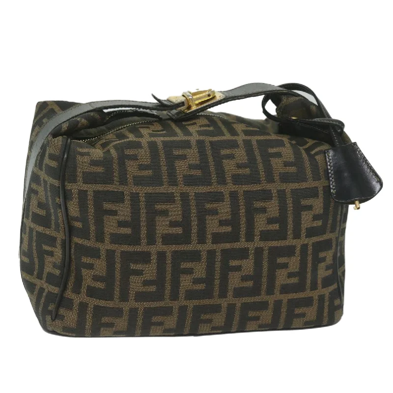 FENDI Zucca Canvas Vanity Cosmetic Pouch Black Brown 2111 26348 078  60923