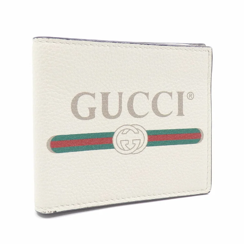 Gucci bi-fold wallet men's off-white white leather 496309