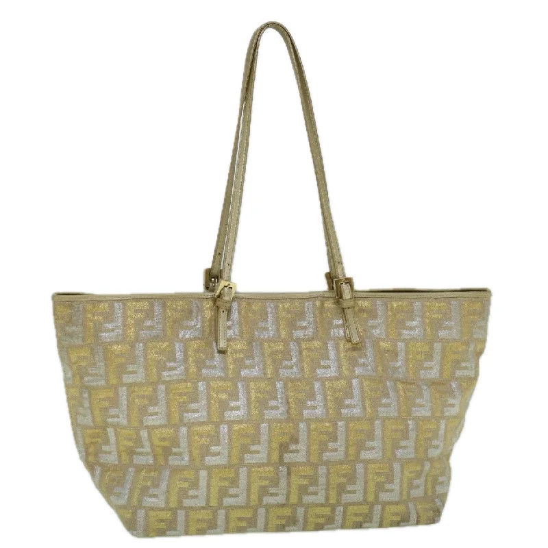 FENDI Zucca Canvas Tote Bag Gold Silver  59911