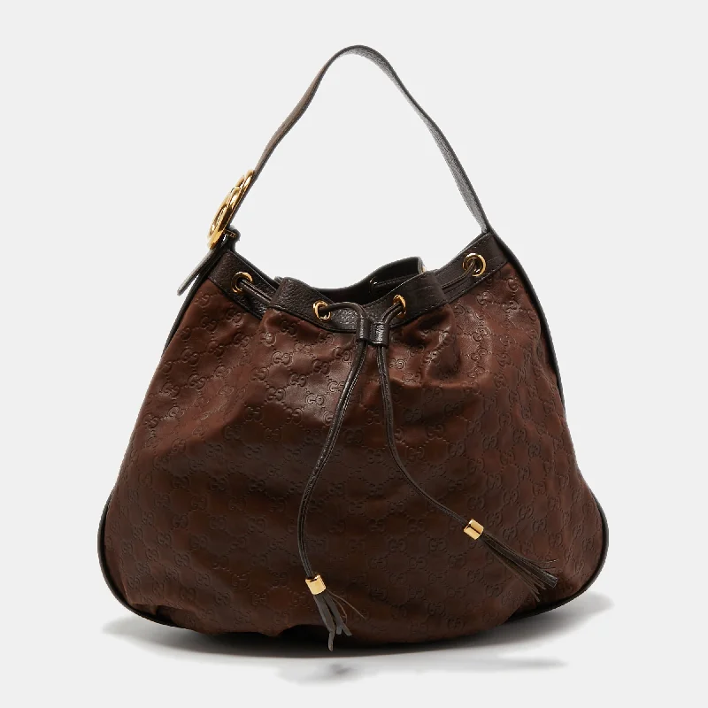 Gucci Brown Guccissima Leather Interlocking Icon Hobo