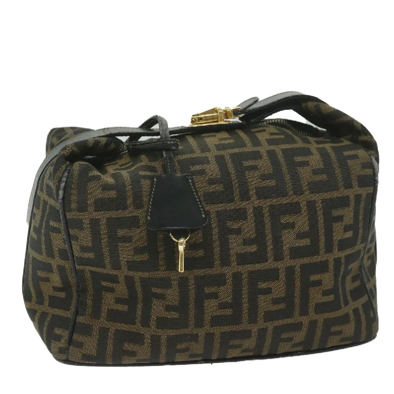 FENDI Zucca Canvas Vanity Cosmetic Pouch Black Brown  61795