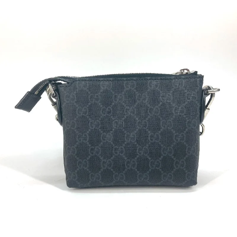 GUCCI Shoulder Bag 723306 PVC / Leather black 2WAY clutch bag pouch GG Supreme Interlocking G mens Used