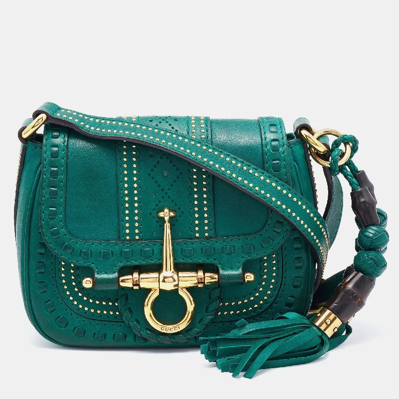 Gucci Green Leather Small Snaffle Bit Shoulder Bag