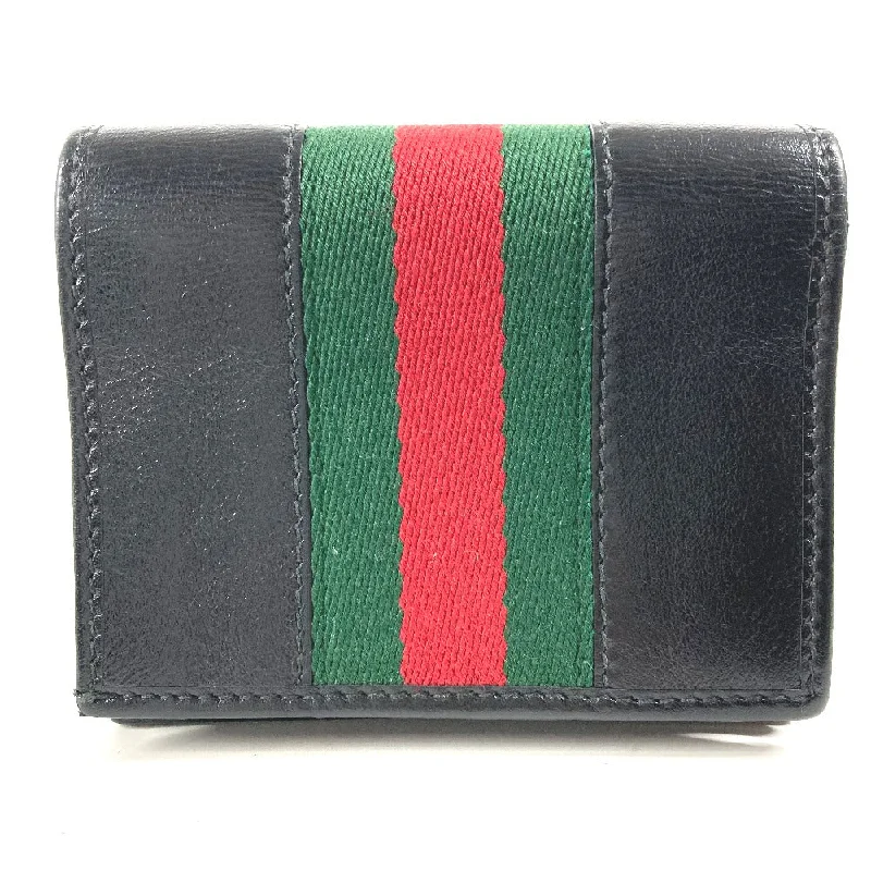 GUCCI Folded wallet 573790 leather black Rhinestone Sherry Line Raja Tiger Chain Wallet Tiger Women Used