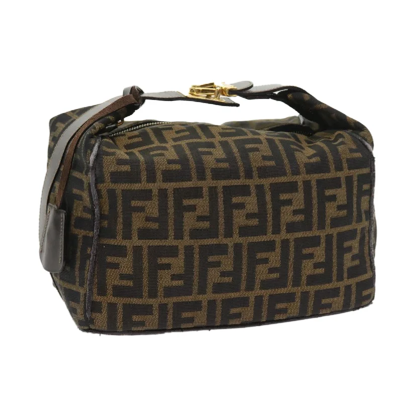 FENDI Zucca Canvas Vanity Cosmetic Pouch Black Brown  57793