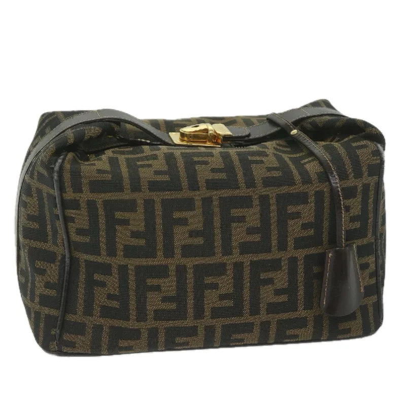 FENDI Zucca Canvas Vanity Cosmetic Pouch Black Brown  61796