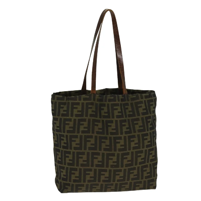 FENDI Zucca Canvas Tote Bag Brown Black Silver  ti2007