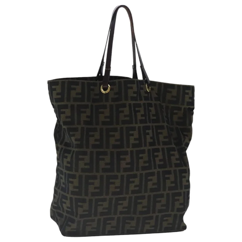 FENDI Zucca Canvas Tote Bag Brown Black gold  96462