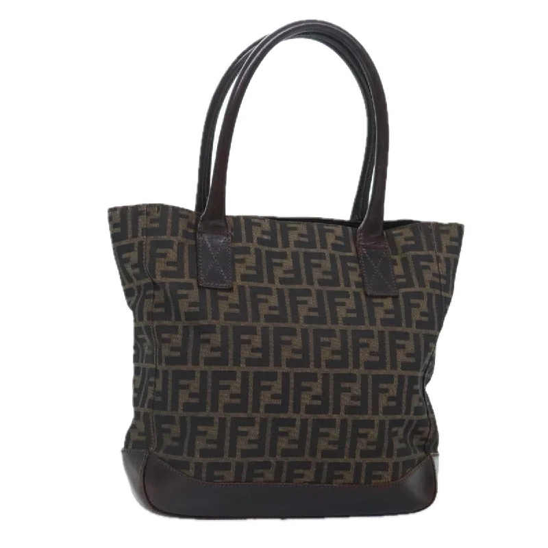 FENDI Zucca Canvas Tote Bag Brown Black gold  yk15177