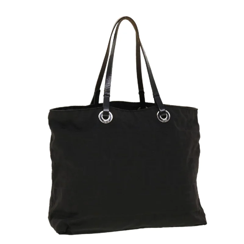 FENDI Zucca Canvas Tote Bag Nylon Black  bs5552