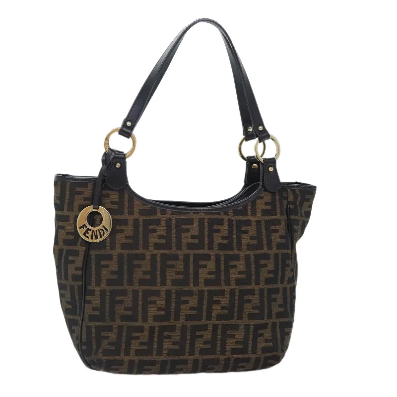 FENDI Zucca Canvas Tote Bag Brown Black gold  bs18837