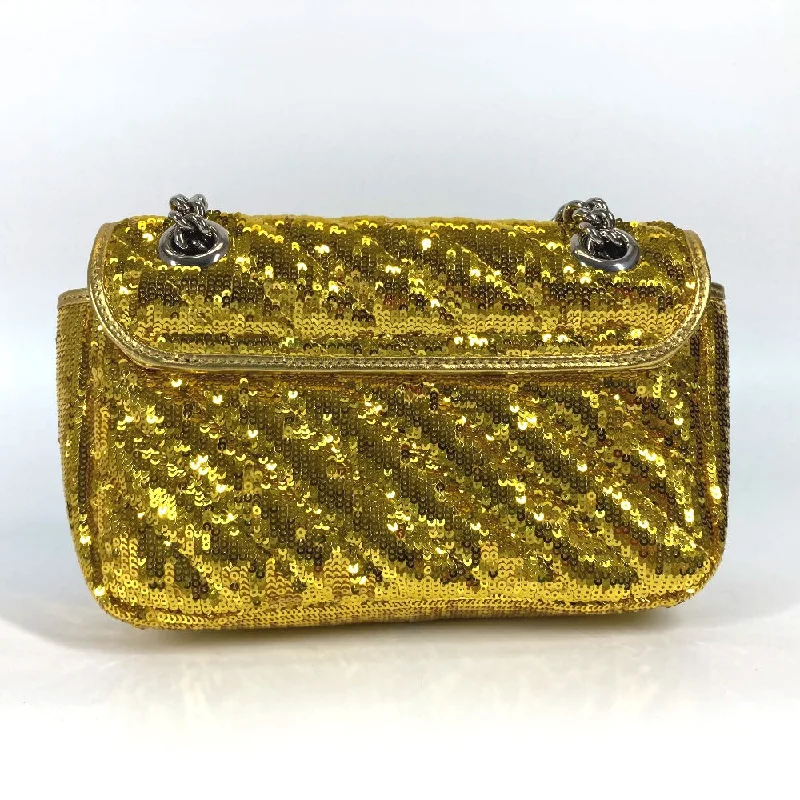 GUCCI Shoulder Bag 446744 Sequin / Leather Yellow Gold GG Marmont Sequin Women Used