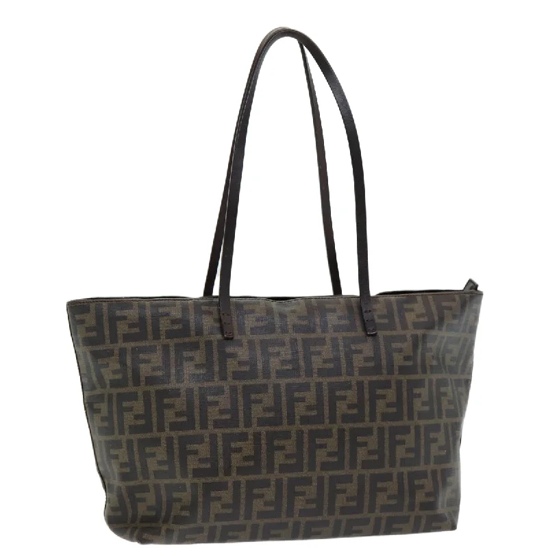 FENDI Zucca Canvas Tote Bag Brown Black gold  86249