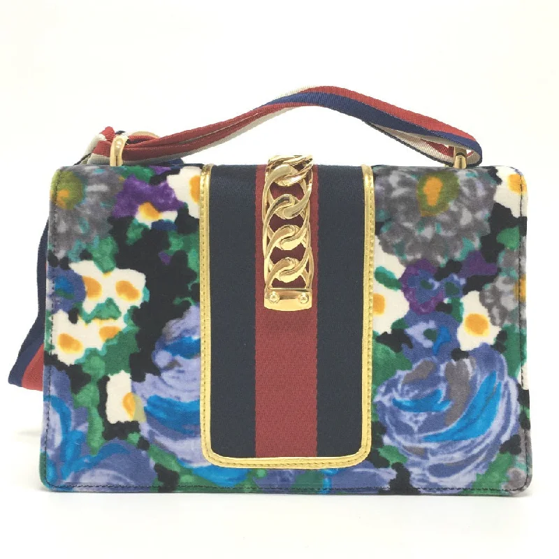 GUCCI Shoulder Bag 421882 Velor / leather multicolor Floral Silvi Small Women Secondhand