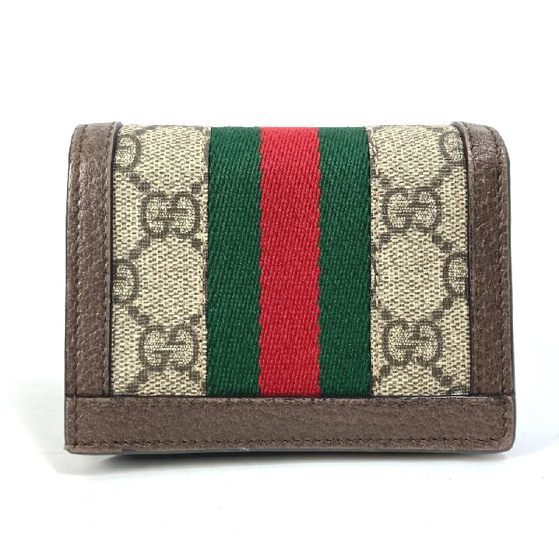 GUCCI Folded wallet 593662 GG Supreme Canvas beige GG Shelly line Ophidia mini wallet Women Secondhand