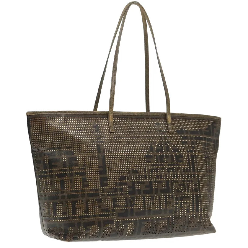 FENDI Zucca Canvas Tote Bag Brown Black Gold  94724