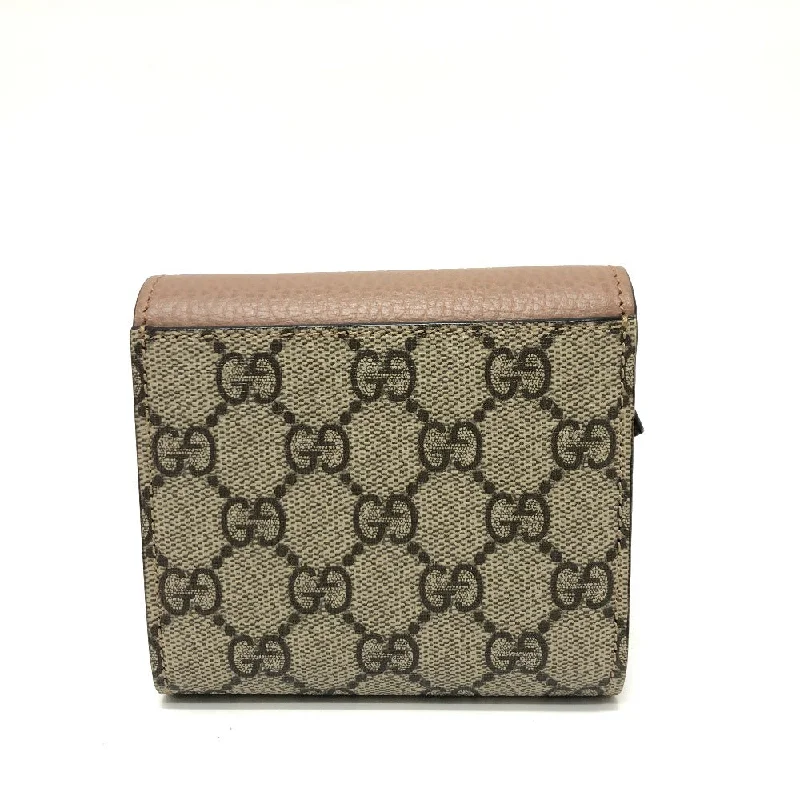 GUCCI Folded wallet 598587 GG Supreme canvas, leather beige GG Supreme Double G medium wallet Women Used