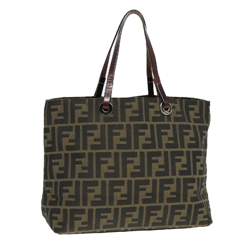 FENDI Zucca Canvas Tote Bag Brown Silver  ep6043