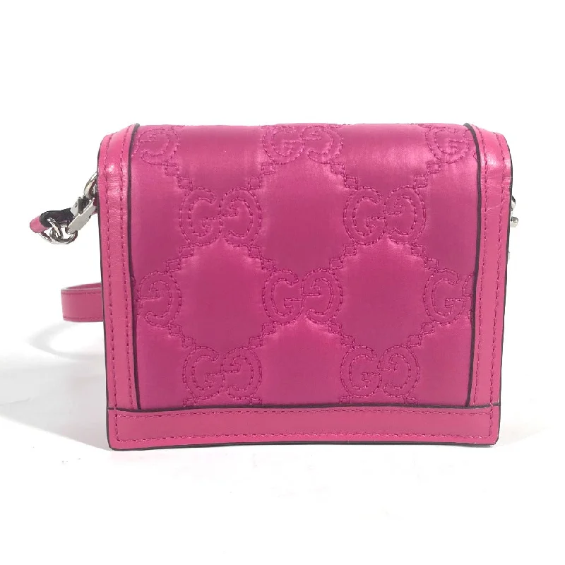 GUCCI Shoulder Bag 723777 Leather / nylon pink GG matelasse quilting Women Used