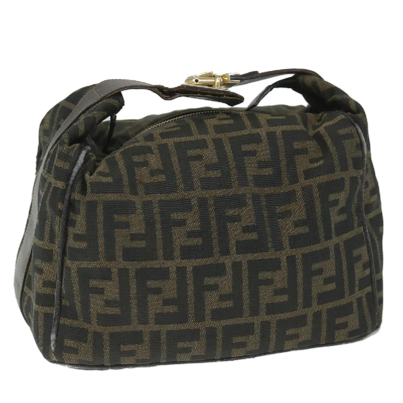 FENDI Zucca Canvas Vanity Cosmetic Pouch Black Brown  56386