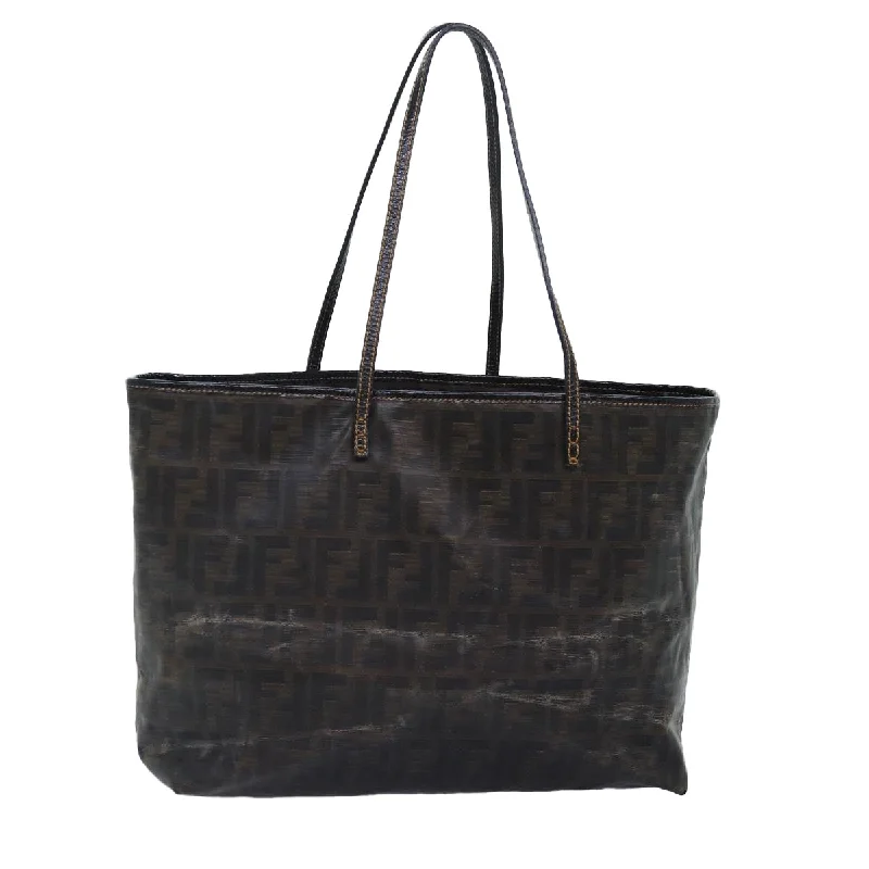 FENDI Zucca Canvas Tote Bag Brown Black  yk14952