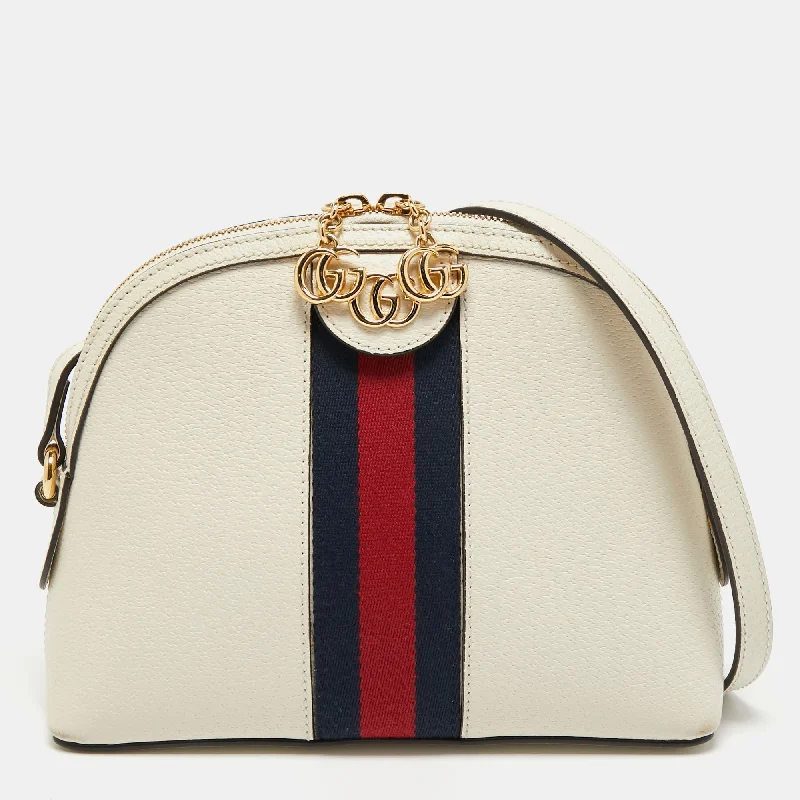 Gucci White Leather Small Ophidia Shoulder Bag