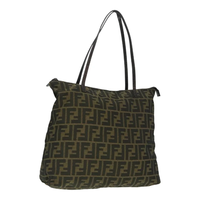 FENDI Zucca Canvas Tote Bag Brown Black Silver  ep6014