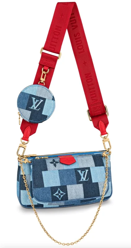 LOUIS VUITTON DENIM DAMIER MONOGRAM PATCHWORK MULTI POCHETTE