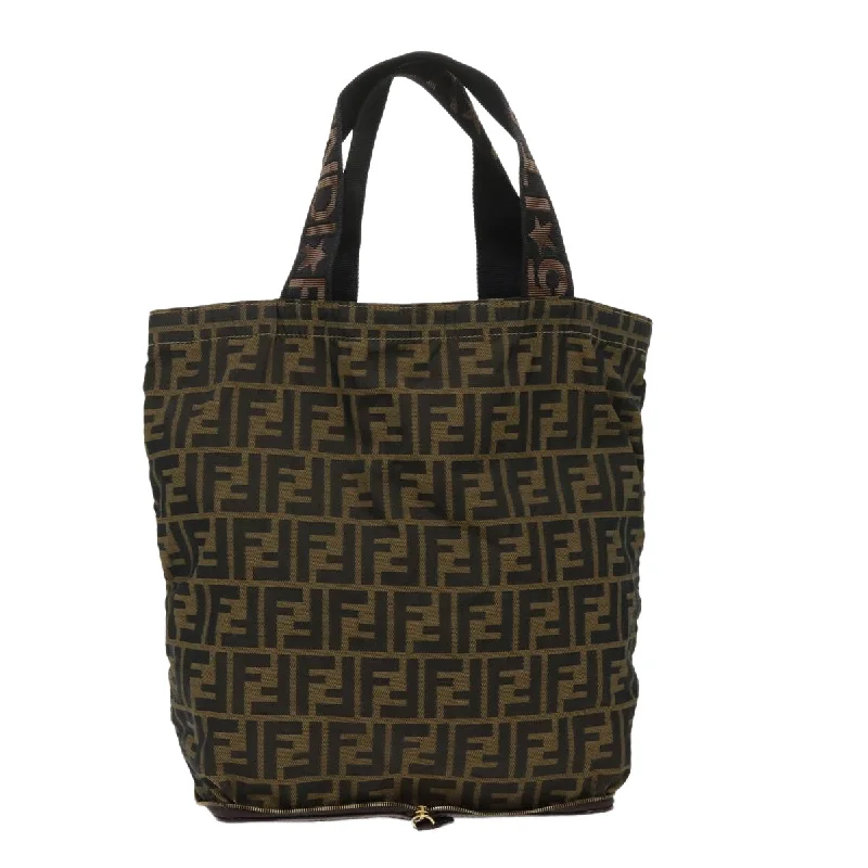 FENDI Zucca Canvas Tote Bag Nylon Brown Black  rd5464