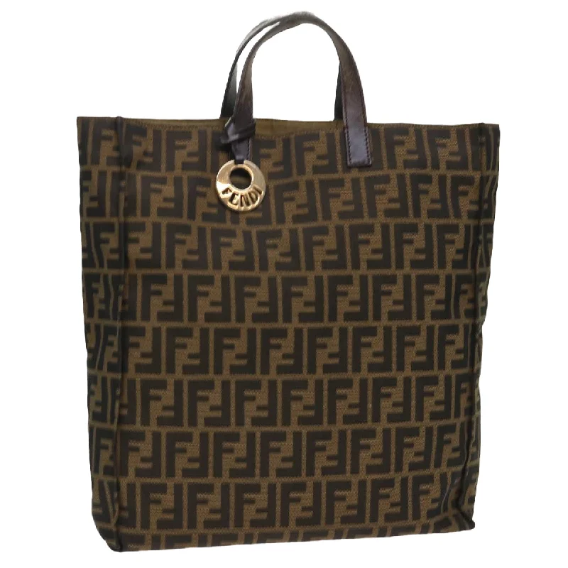 FENDI Zucca Canvas Tote Bag Nylon Brown Black  ep1558