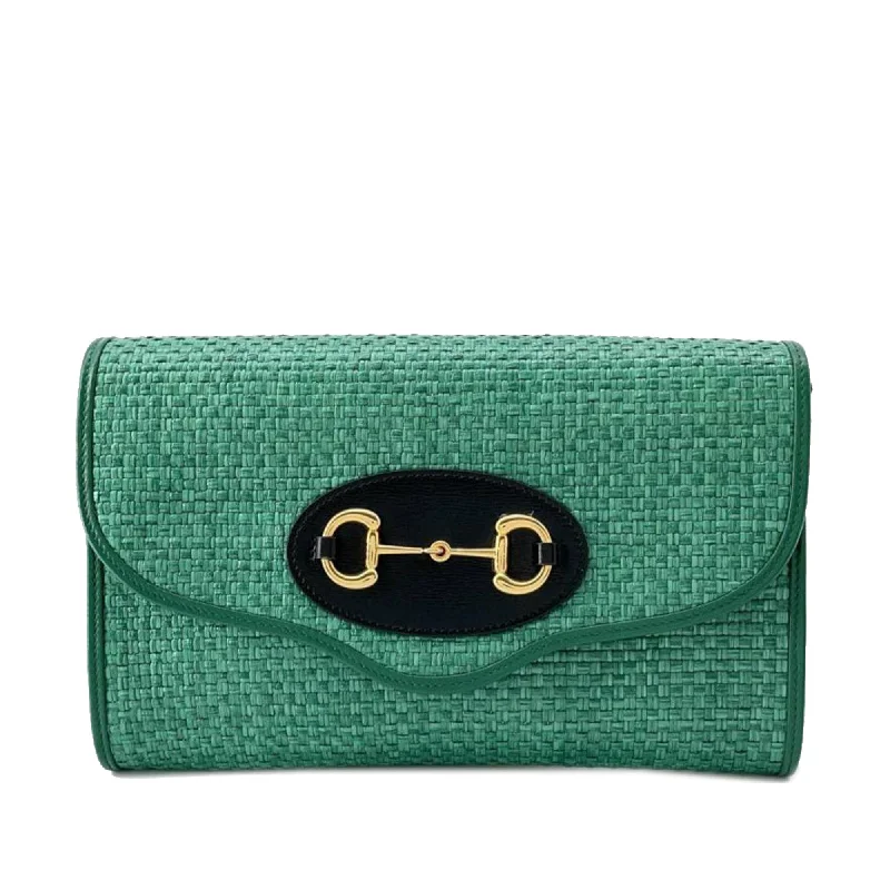 Gucci Horsebit 1955 Chain Bag Green Raffia