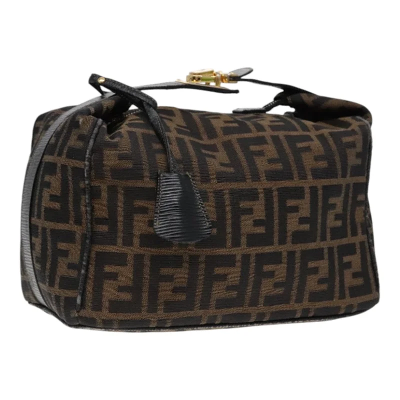 FENDI Zucca Canvas Hand Bag Brown Black Gold  91230